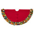 Handmade Felt Wool Christmas Tree Skirt - Multicolor Fringe Border on Red - 51" - ARCADIA HOME